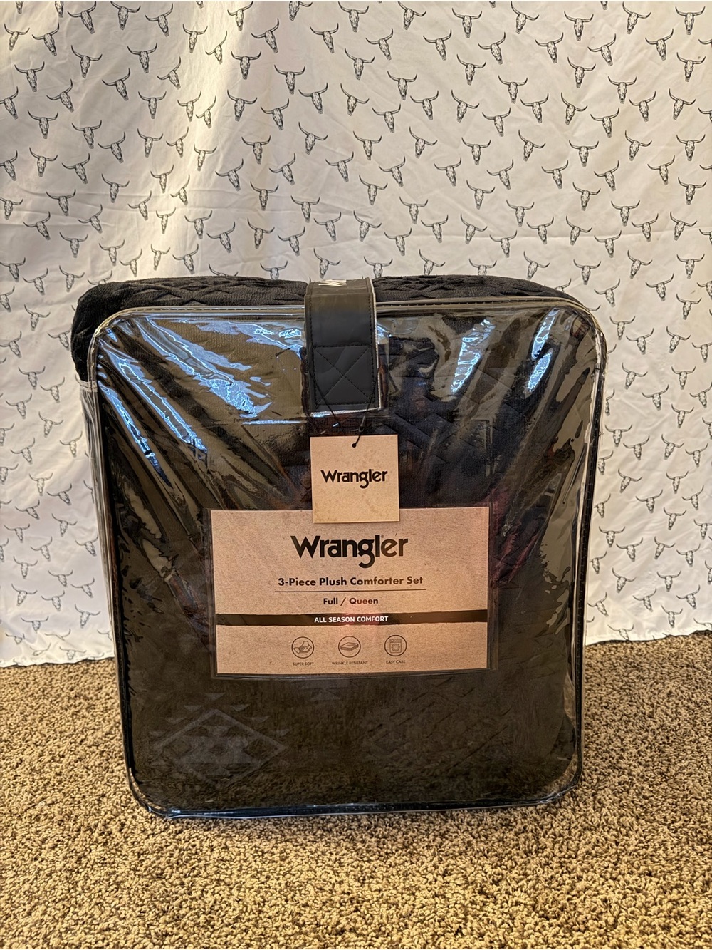 Wrangler Black Plush Comforter Set - Plush Black Bedding
